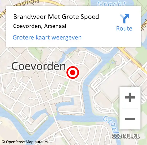 Locatie op kaart van de 112 melding: Brandweer Met Grote Spoed Naar Coevorden, Arsenaal op 20 december 2014 13:15