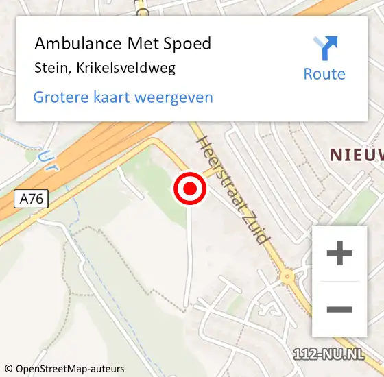 Locatie op kaart van de 112 melding: Ambulance Met Spoed Naar Stein, Krikelsveldweg op 20 december 2014 14:05