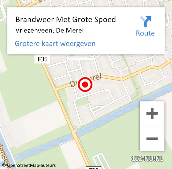 Locatie op kaart van de 112 melding: Brandweer Met Grote Spoed Naar Vriezenveen, De Merel op 20 december 2014 14:10