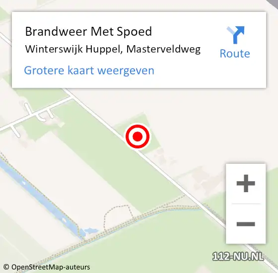 Locatie op kaart van de 112 melding: Brandweer Met Spoed Naar Winterswijk Huppel, Masterveldweg op 20 december 2014 14:37