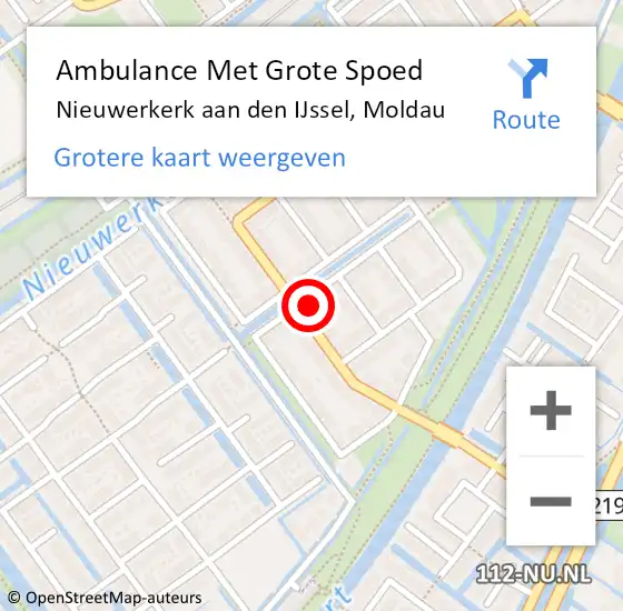 Locatie op kaart van de 112 melding: Ambulance Met Grote Spoed Naar Nieuwerkerk aan den IJssel, Moldau op 20 december 2014 14:47
