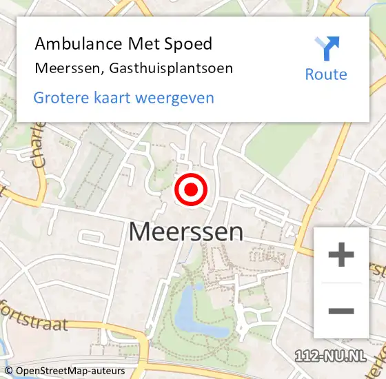 Locatie op kaart van de 112 melding: Ambulance Met Spoed Naar Meerssen, Gasthuisplantsoen op 20 december 2014 15:01