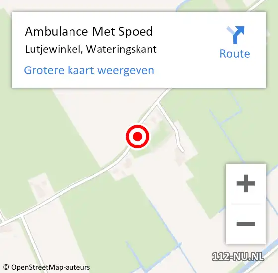 Locatie op kaart van de 112 melding: Ambulance Met Spoed Naar Lutjewinkel, Wateringskant op 20 december 2014 15:38