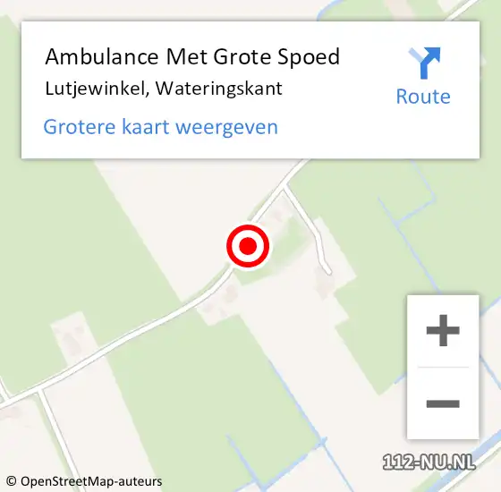 Locatie op kaart van de 112 melding: Ambulance Met Grote Spoed Naar Lutjewinkel, Wateringskant op 20 december 2014 15:39