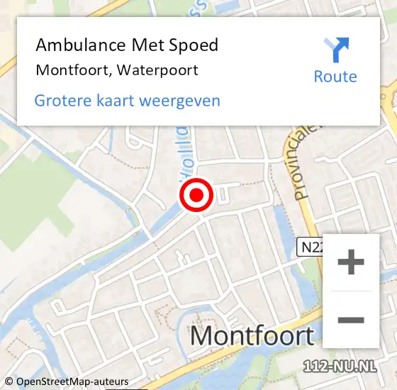 Locatie op kaart van de 112 melding: Ambulance Met Spoed Naar Montfoort, Waterpoort op 20 december 2014 15:46