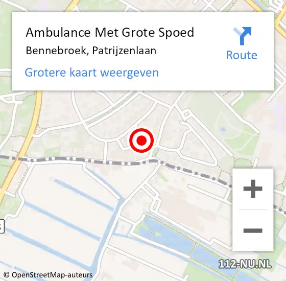 Locatie op kaart van de 112 melding: Ambulance Met Grote Spoed Naar Bennebroek, Patrijzenlaan op 20 december 2014 16:04