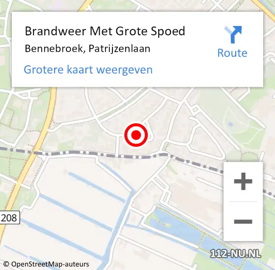 Locatie op kaart van de 112 melding: Brandweer Met Grote Spoed Naar Bennebroek, Patrijzenlaan op 20 december 2014 16:04