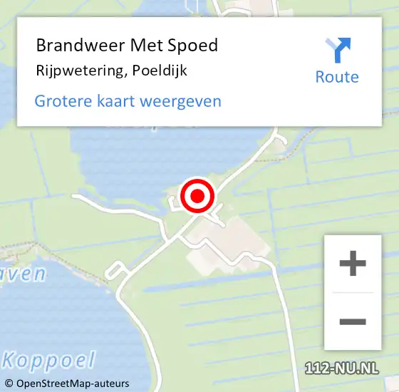 Locatie op kaart van de 112 melding: Brandweer Met Spoed Naar Rijpwetering, Poeldijk op 20 december 2014 16:07