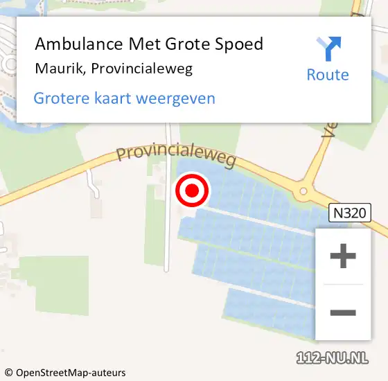 Locatie op kaart van de 112 melding: Ambulance Met Grote Spoed Naar Maurik, Provincialeweg op 20 december 2014 16:09