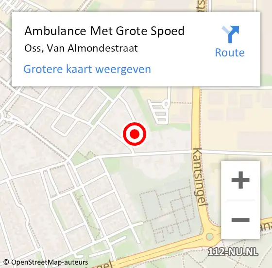 Locatie op kaart van de 112 melding: Ambulance Met Grote Spoed Naar Oss, Van Almondestraat op 20 december 2014 16:10