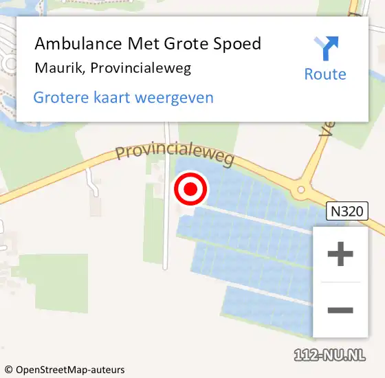 Locatie op kaart van de 112 melding: Ambulance Met Grote Spoed Naar Maurik, Provincialeweg op 20 december 2014 16:10