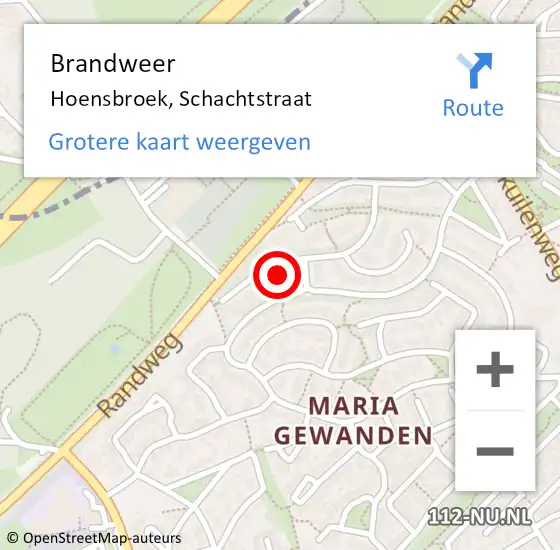 Locatie op kaart van de 112 melding: Brandweer Hoensbroek, Schachtstraat op 20 december 2014 16:10