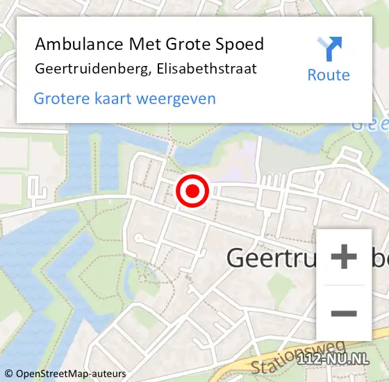 Locatie op kaart van de 112 melding: Ambulance Met Grote Spoed Naar Geertruidenberg, Elisabethstraat op 20 december 2014 16:51