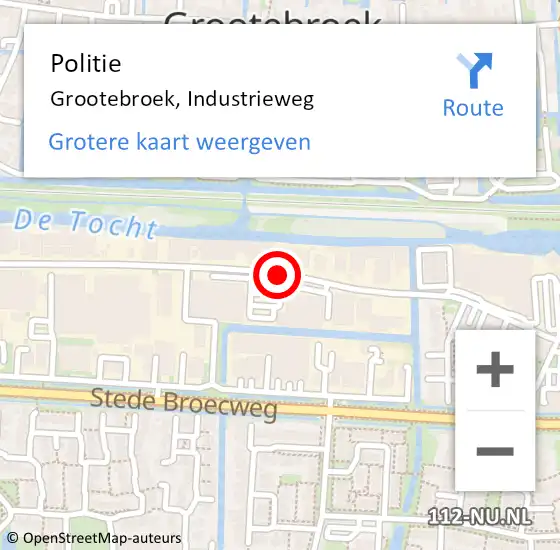 Locatie op kaart van de 112 melding: Politie Grootebroek, Industrieweg op 20 december 2014 17:15