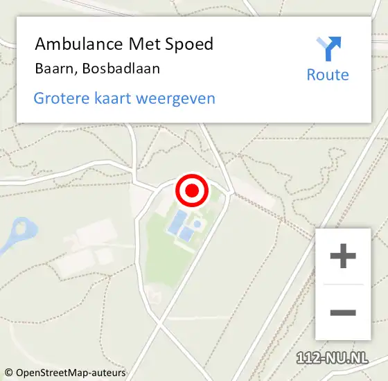 Locatie op kaart van de 112 melding: Ambulance Met Spoed Naar Baarn, Bosbadlaan op 20 december 2014 17:31