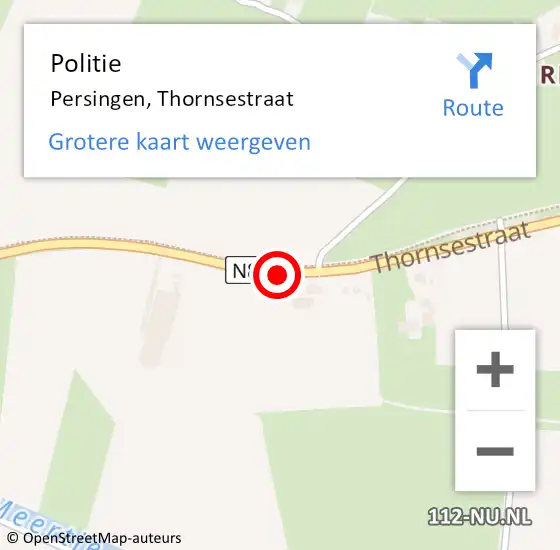 Locatie op kaart van de 112 melding: Politie Persingen, Thornsestraat op 20 december 2014 17:41