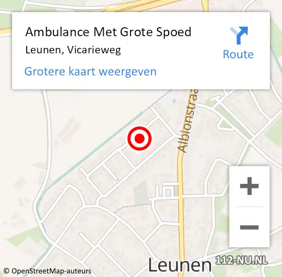 Locatie op kaart van de 112 melding: Ambulance Met Grote Spoed Naar Leunen, Vicarieweg op 20 december 2014 18:34