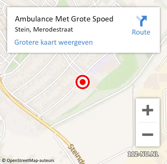 Locatie op kaart van de 112 melding: Ambulance Met Grote Spoed Naar Stein, Merodestraat op 20 december 2014 19:13