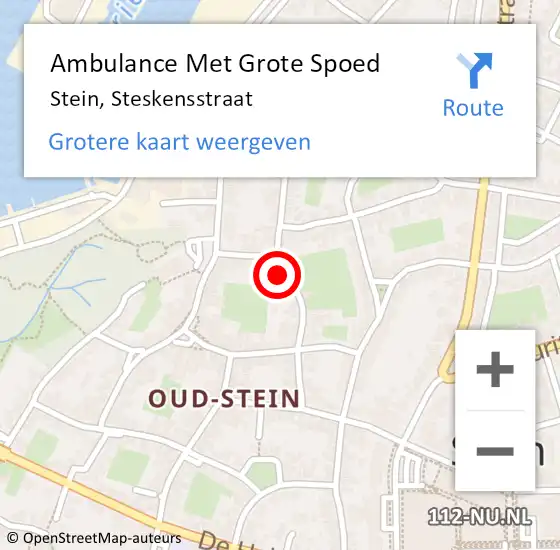 Locatie op kaart van de 112 melding: Ambulance Met Grote Spoed Naar Stein, Steskensstraat op 20 december 2014 19:51