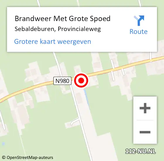 Locatie op kaart van de 112 melding: Brandweer Met Grote Spoed Naar Sebaldeburen, Provincialeweg op 20 december 2014 19:54