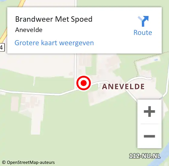 Locatie op kaart van de 112 melding: Brandweer Met Spoed Naar Anevelde op 20 december 2014 21:00