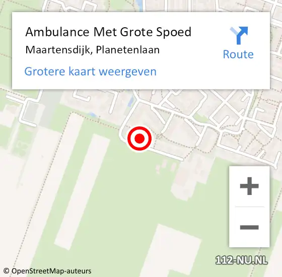 Locatie op kaart van de 112 melding: Ambulance Met Grote Spoed Naar Maartensdijk, Planetenlaan op 20 december 2014 21:14