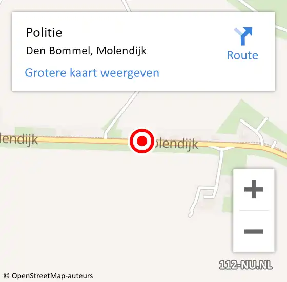 Locatie op kaart van de 112 melding: Politie Den Bommel, Molendijk op 20 december 2014 21:19