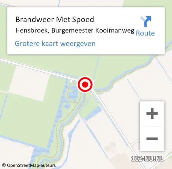 Locatie op kaart van de 112 melding: Brandweer Met Spoed Naar Hensbroek, Burgemeester Kooimanweg op 20 december 2014 21:44