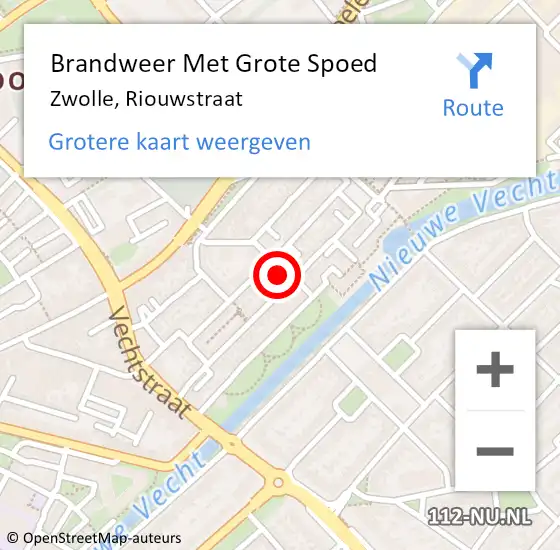 Locatie op kaart van de 112 melding: Brandweer Met Grote Spoed Naar Zwolle, Riouwstraat op 20 december 2014 22:19