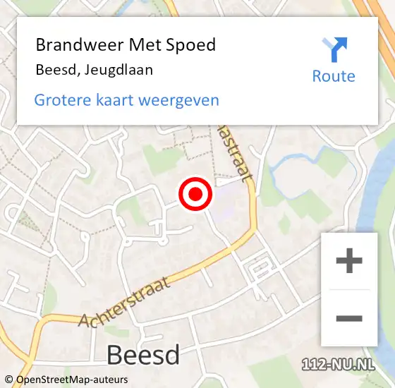 Locatie op kaart van de 112 melding: Brandweer Met Spoed Naar Beesd, Jeugdlaan op 20 december 2014 22:48