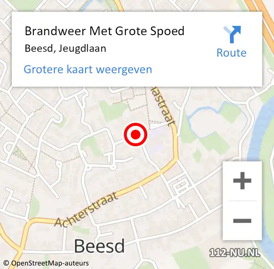 Locatie op kaart van de 112 melding: Brandweer Met Grote Spoed Naar Beesd, Jeugdlaan op 20 december 2014 22:50