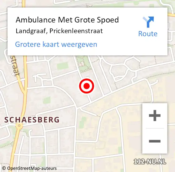 Locatie op kaart van de 112 melding: Ambulance Met Grote Spoed Naar Landgraaf, Prickenleenstraat op 20 december 2014 22:50