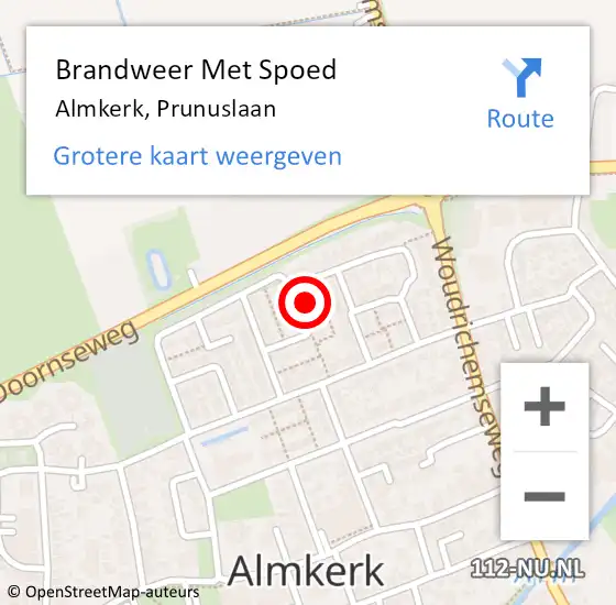 Locatie op kaart van de 112 melding: Brandweer Met Spoed Naar Almkerk, Prunuslaan op 20 december 2014 23:54