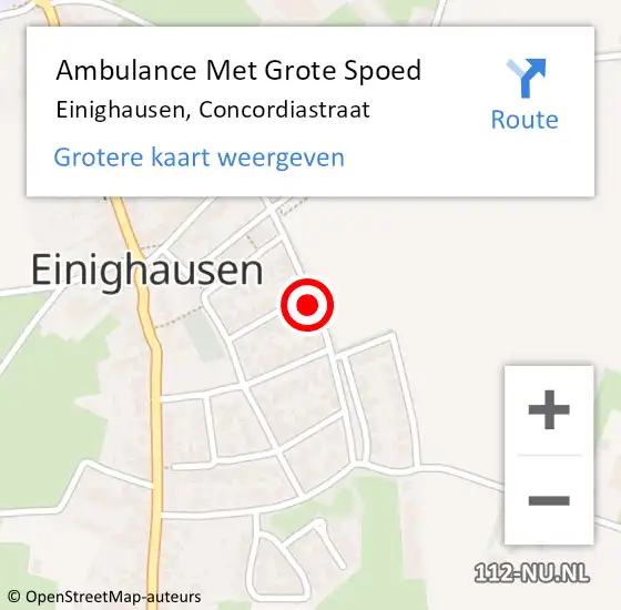 Locatie op kaart van de 112 melding: Ambulance Met Grote Spoed Naar Einighausen, Concordiastraat op 21 december 2014 00:31