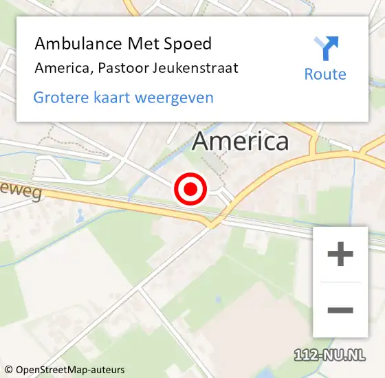 Locatie op kaart van de 112 melding: Ambulance Met Spoed Naar America, Pastoor Jeukenstraat op 21 december 2014 01:25