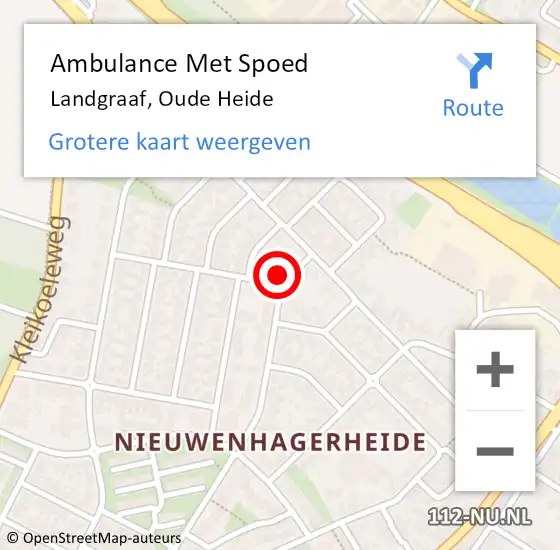 Locatie op kaart van de 112 melding: Ambulance Met Spoed Naar Landgraaf, Oude Heide op 21 december 2014 01:52