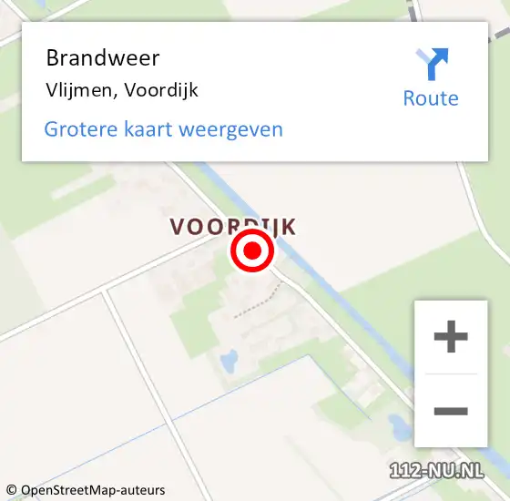 Locatie op kaart van de 112 melding: Brandweer Vlijmen, Voordijk op 21 december 2014 02:15