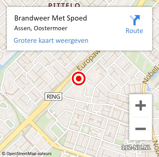 Locatie op kaart van de 112 melding: Brandweer Met Spoed Naar Assen, Oostermoer op 21 december 2014 02:48