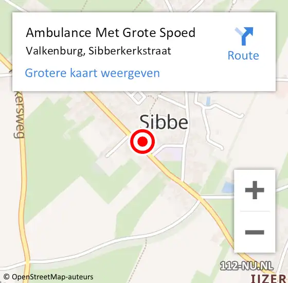 Locatie op kaart van de 112 melding: Ambulance Met Grote Spoed Naar Valkenburg, Sibberkerkstraat op 21 december 2014 03:31