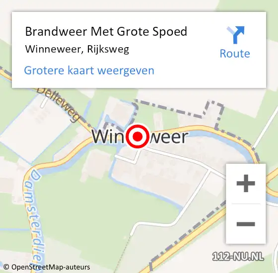 Locatie op kaart van de 112 melding: Brandweer Met Grote Spoed Naar Winneweer, Rijksweg op 21 december 2014 03:48