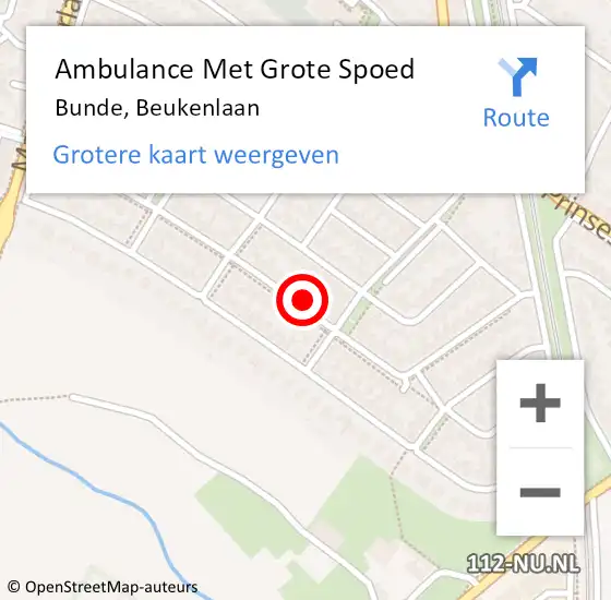 Locatie op kaart van de 112 melding: Ambulance Met Grote Spoed Naar Bunde, Beukenlaan op 21 december 2014 03:59