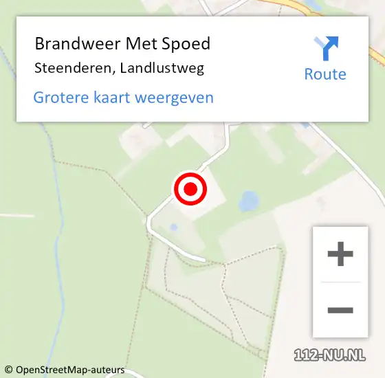 Locatie op kaart van de 112 melding: Brandweer Met Spoed Naar Steenderen, Landlustweg op 25 oktober 2013 01:24