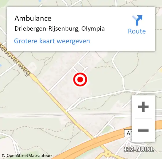 Locatie op kaart van de 112 melding: Ambulance Driebergen-Rijsenburg, Olympia op 10 september 2013 16:35