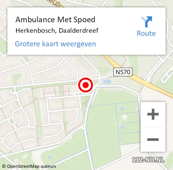 Locatie op kaart van de 112 melding: Ambulance Met Spoed Naar Herkenbosch, Daalderdreef op 21 december 2014 06:20