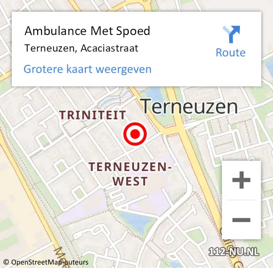 Locatie op kaart van de 112 melding: Ambulance Met Spoed Naar Terneuzen, Acaciastraat op 25 oktober 2013 01:33