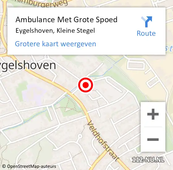 Locatie op kaart van de 112 melding: Ambulance Met Grote Spoed Naar Eygelshoven, Kleine Stegel op 21 december 2014 07:16