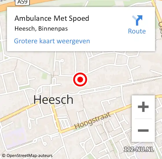 Locatie op kaart van de 112 melding: Ambulance Met Spoed Naar Heesch, Binnenpas op 21 december 2014 07:30