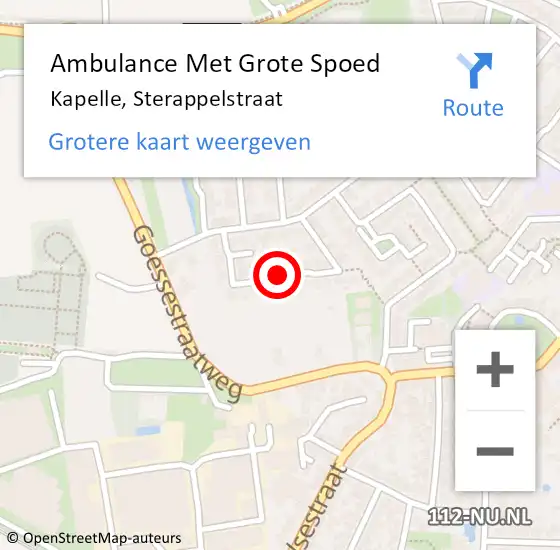 Locatie op kaart van de 112 melding: Ambulance Met Grote Spoed Naar Kapelle, Sterappelstraat op 21 december 2014 07:59