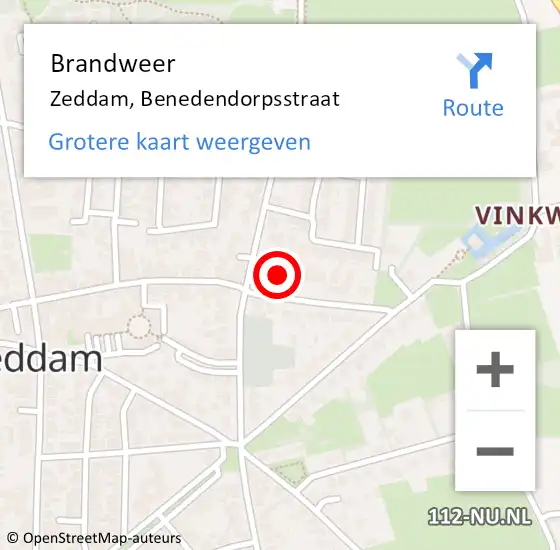 Locatie op kaart van de 112 melding: Brandweer Zeddam, Benedendorpsstraat op 21 december 2014 08:32