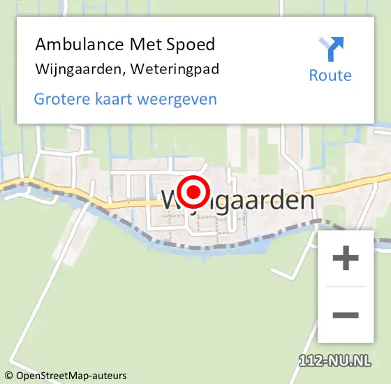 Locatie op kaart van de 112 melding: Ambulance Met Spoed Naar Wijngaarden, Weteringpad op 21 december 2014 09:48